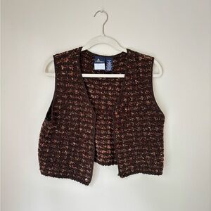 Brown Tweed Women's Cardigan Vest